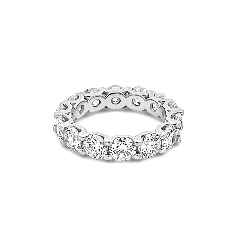 ladies engagement rings with zircon sparkle -Round Diamond Eternity Band in U Setting