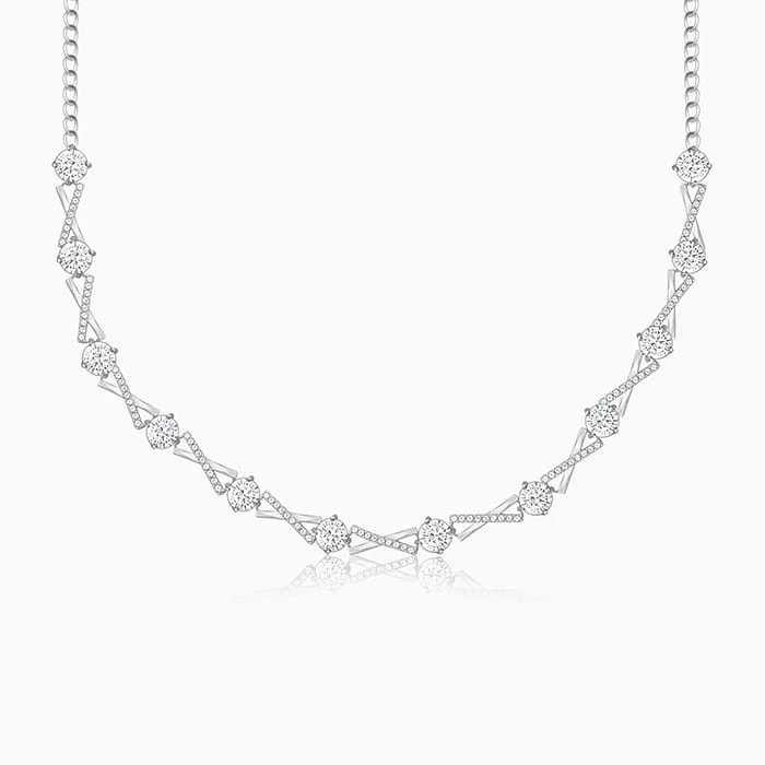 necklaces choker sleek style -Silver Zircon Excess Necklace