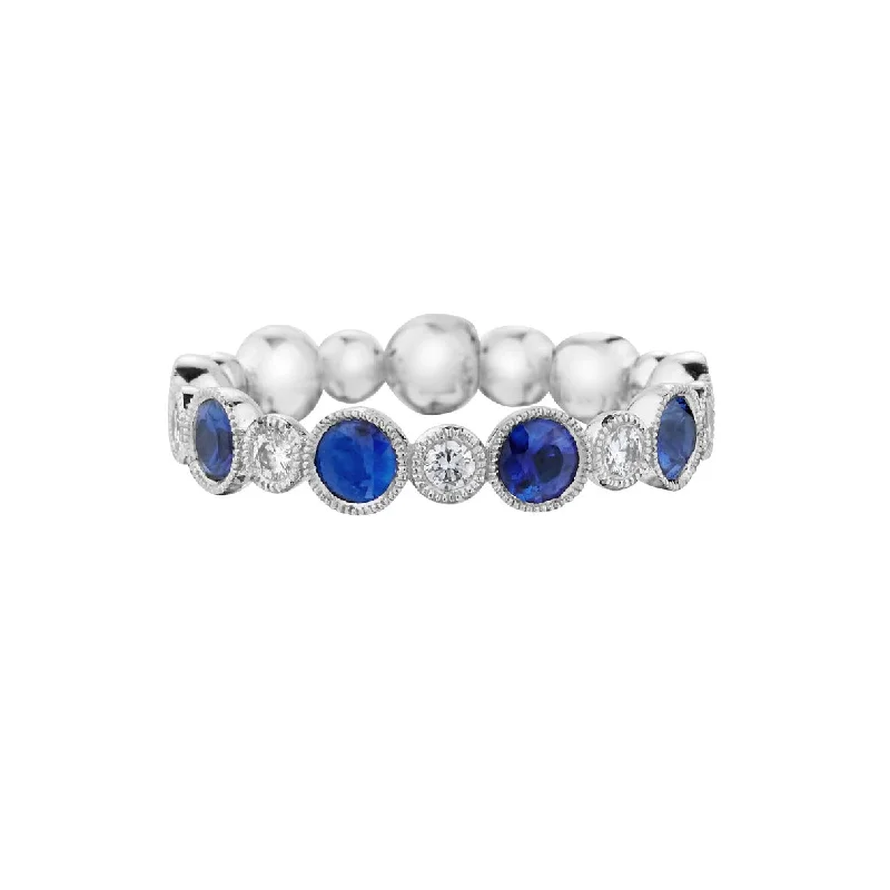 ladies engagement rings for daily wear -DIAMOND & SAPPHIRE ETERNITY BAND