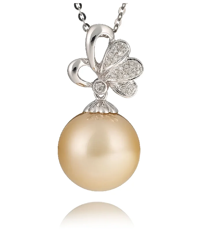 necklaces vintage inspired look -Diamond Pendant Necklace Odyssey South Sea Pearl