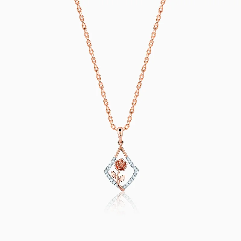 necklaces with amethyst purple -Rose Gold Twinkling Elegance Diamond Pendant