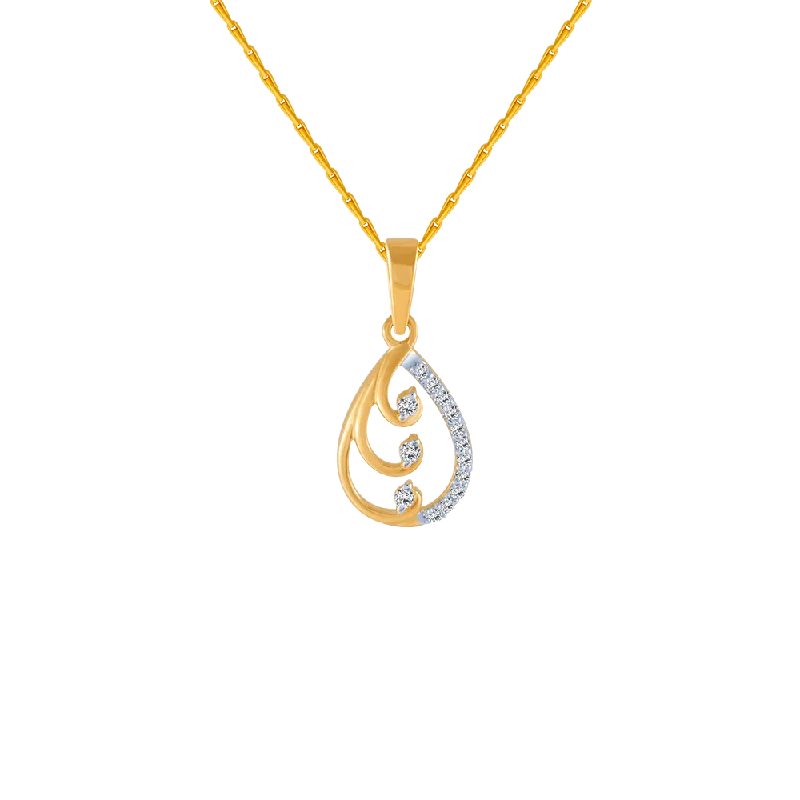 necklaces with gold plating -14KT (585) Yellow Gold And Diamond Pendant For Women