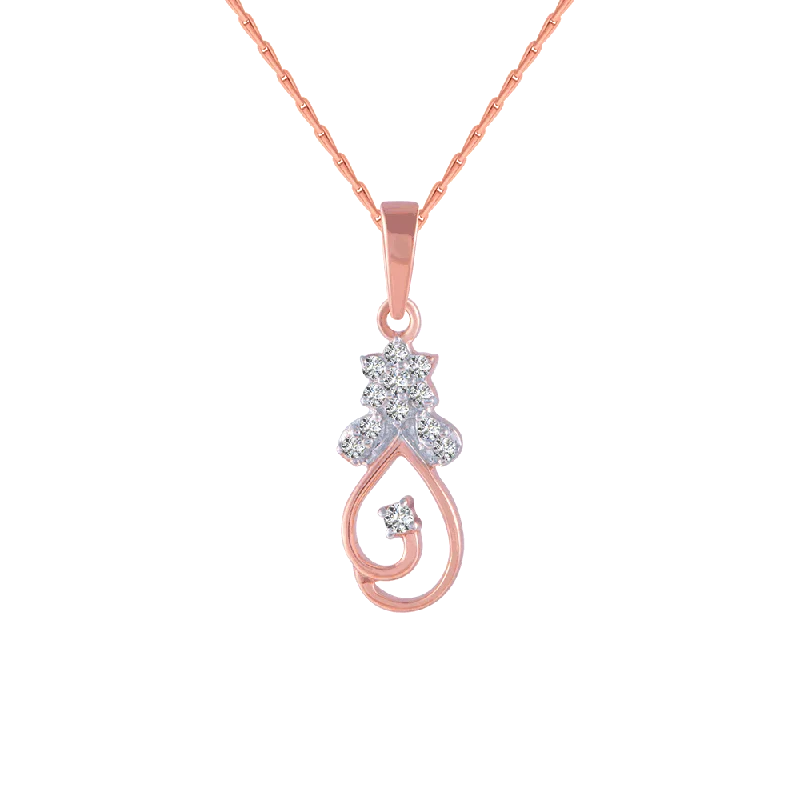 necklaces with engraved name -14KT (585) Rose Gold And Diamond Pendant For Women