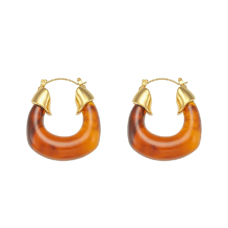 Exaggerated Acrylic U-Shaped Earrings-Hawksbill