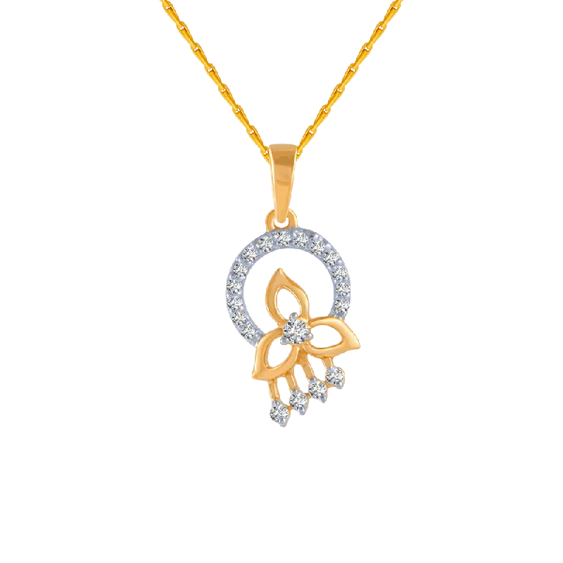 necklaces with heart charm -14KT (585) Yellow Gold And Diamond Pendant For Women