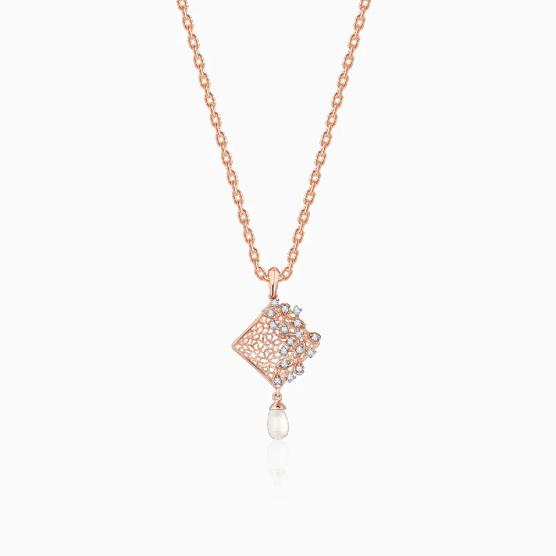 necklaces minimalist sleek design -Rose Gold Vega Diamond Pendant