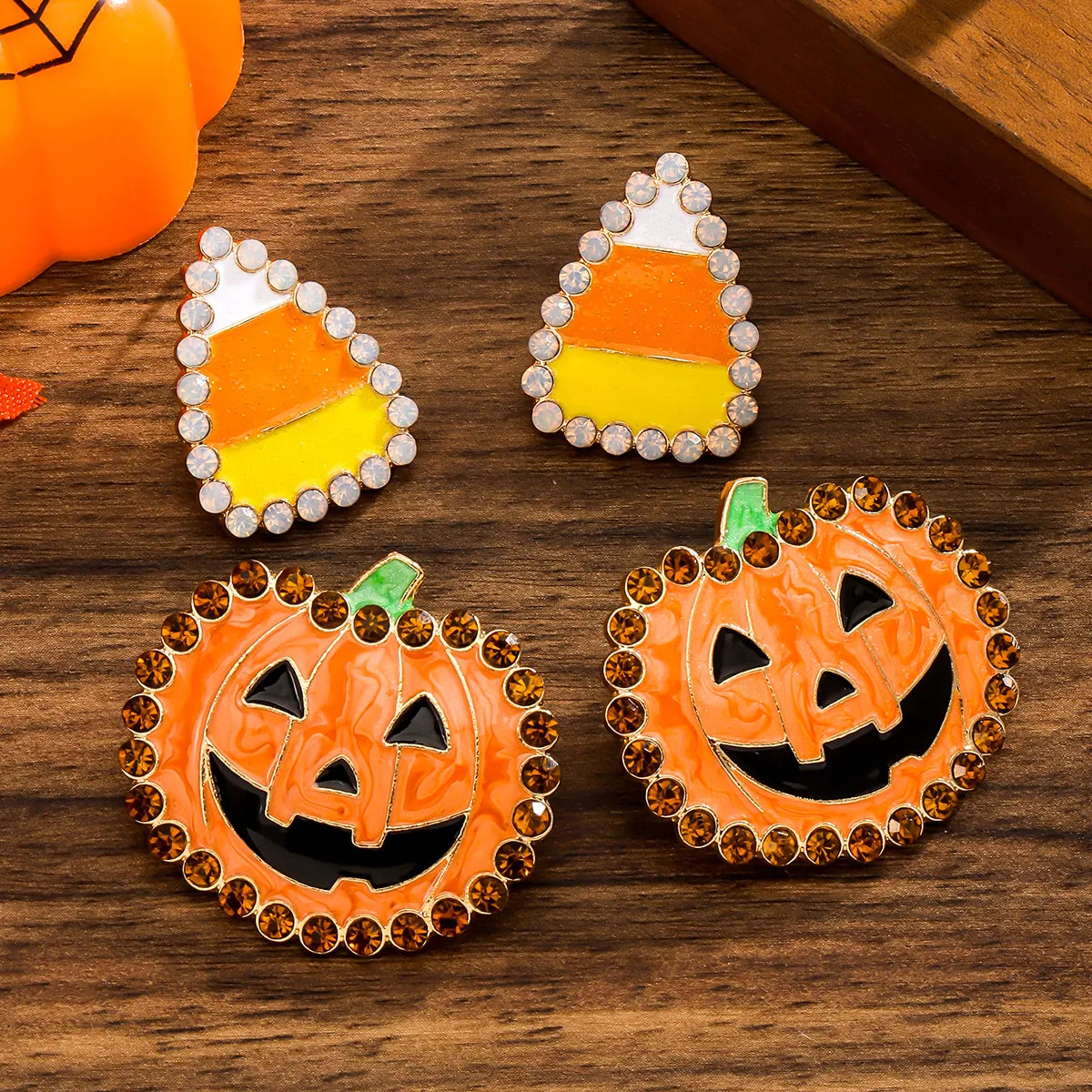 ladies earrings for mother gift -1 Pair IG Style Funny Pumpkin Enamel Alloy Ear Studs