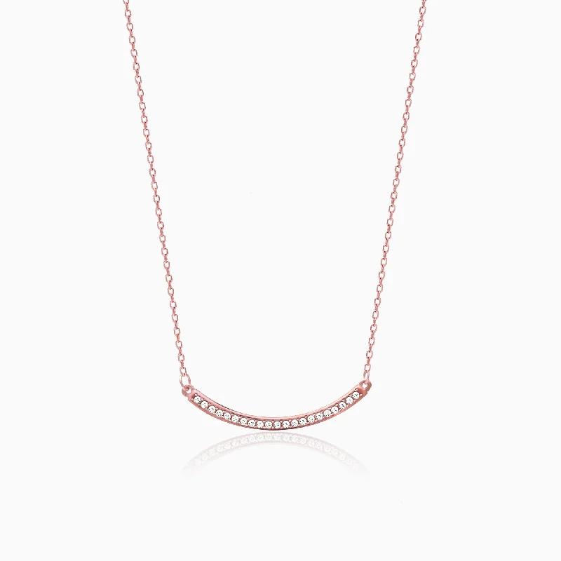 necklaces for beach wear -Rose Gold Zircon Arc Necklace