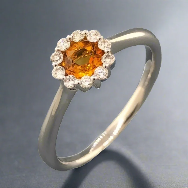 ladies engagement rings oval shaped beauty -14K W Gold 0.34ct Citrine & 0.12ctw Diamond Halo Ring