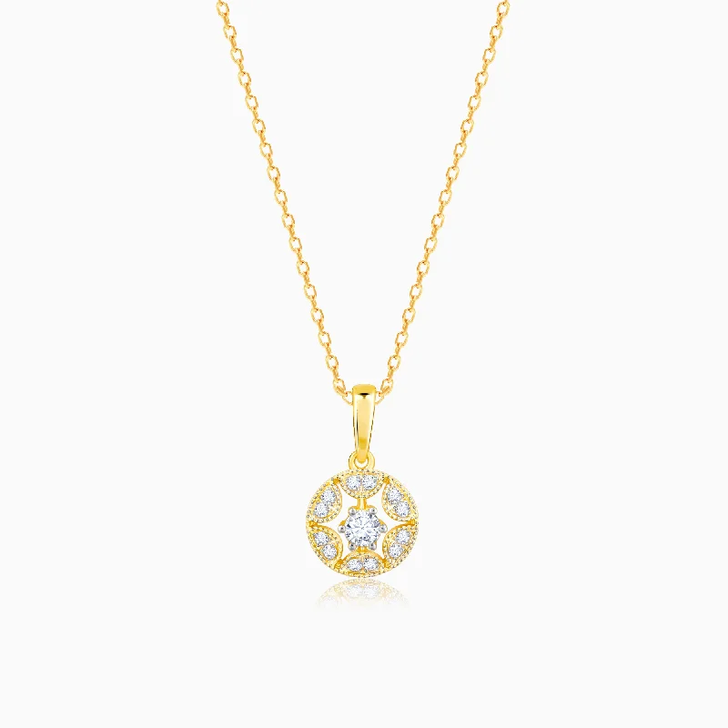 necklaces with arrow detail -Gold Circle Of Brilliance Diamond Pendant