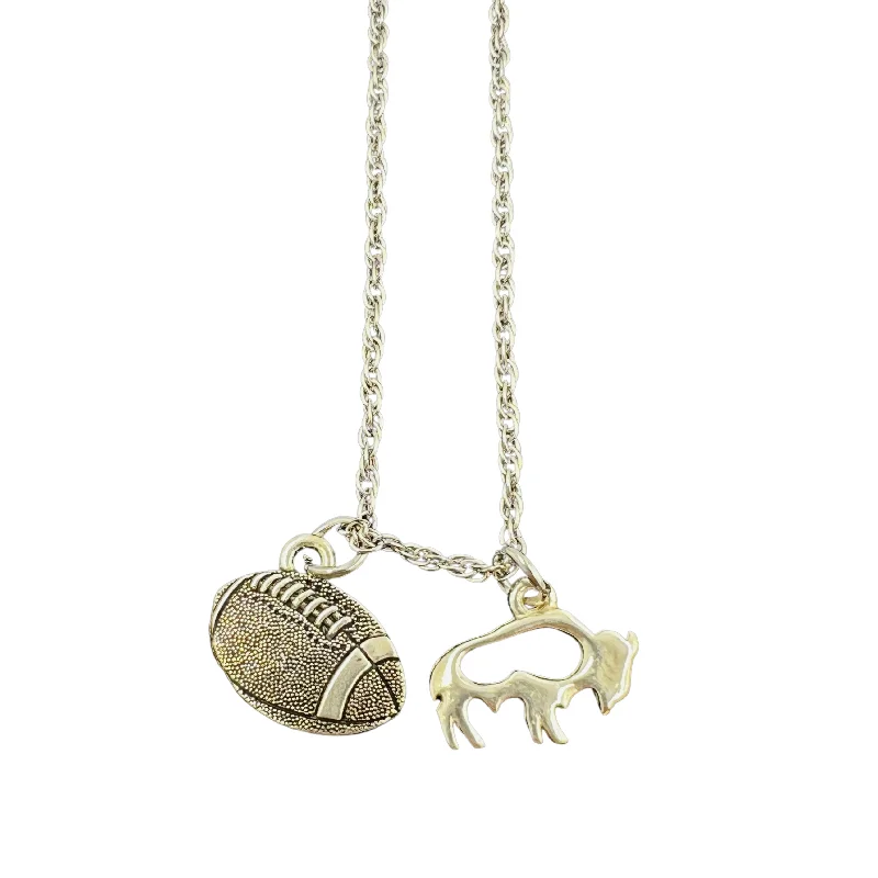 necklaces for daily elegance -Shaun Silverwood Buffalo & Football Charm Necklace