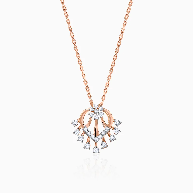 necklaces with gemstone beads -Rose Gold Wonderful Shine Diamond Pendant