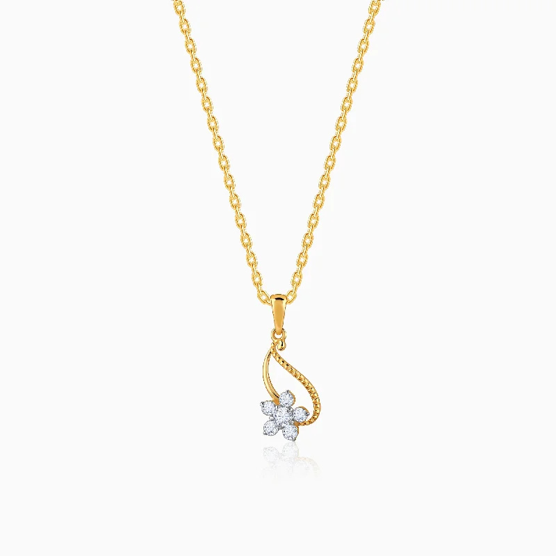 necklaces with topaz blue -Gold Anemone Diamond Pendant