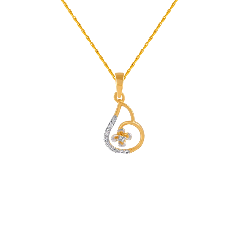 necklaces with sapphire blue -14KT (585) Yellow Gold And Diamond Pendant For Women