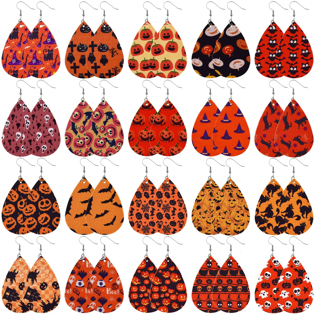 ladies earrings elegant gold tone -1 Pair Modern Style Pumpkin Pu Leather Drop Earrings