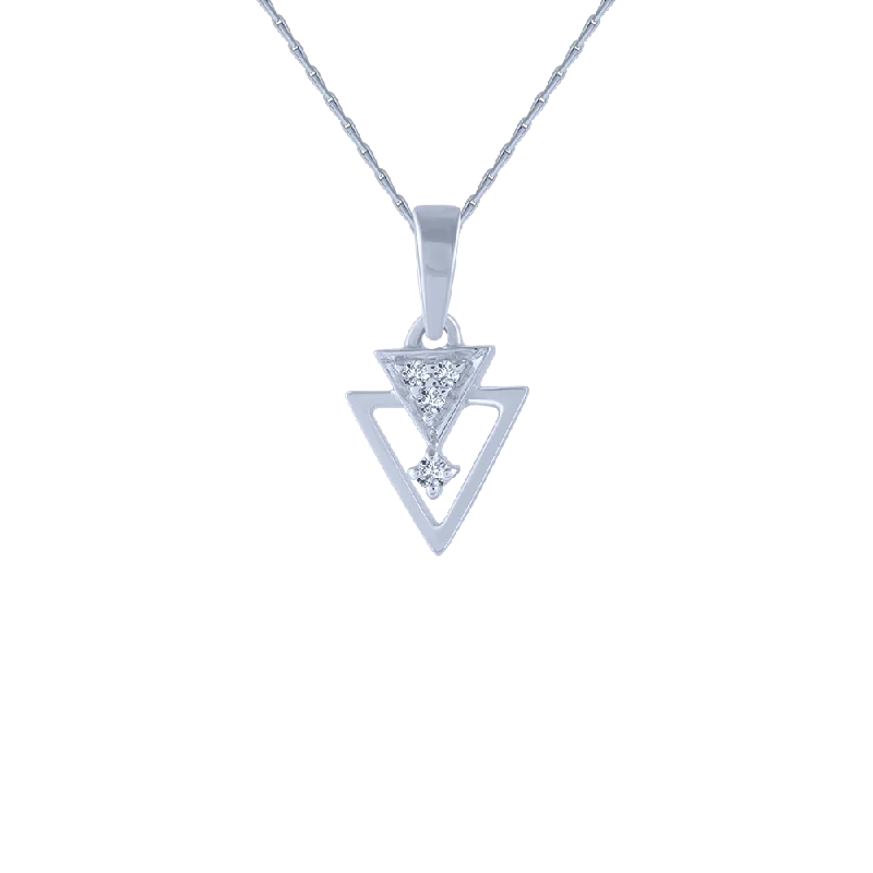 necklaces with engraved name -14KT (585) White Gold And Diamond Pendant For Women