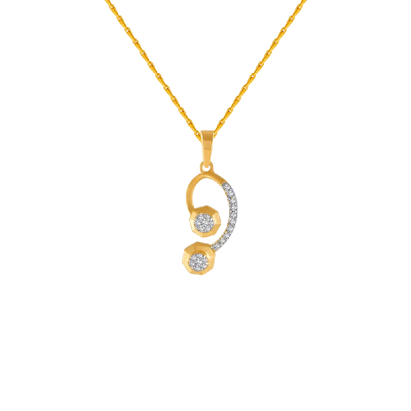 necklaces with topaz blue -14KT (585) Yellow Gold And Diamond Pendant For Women