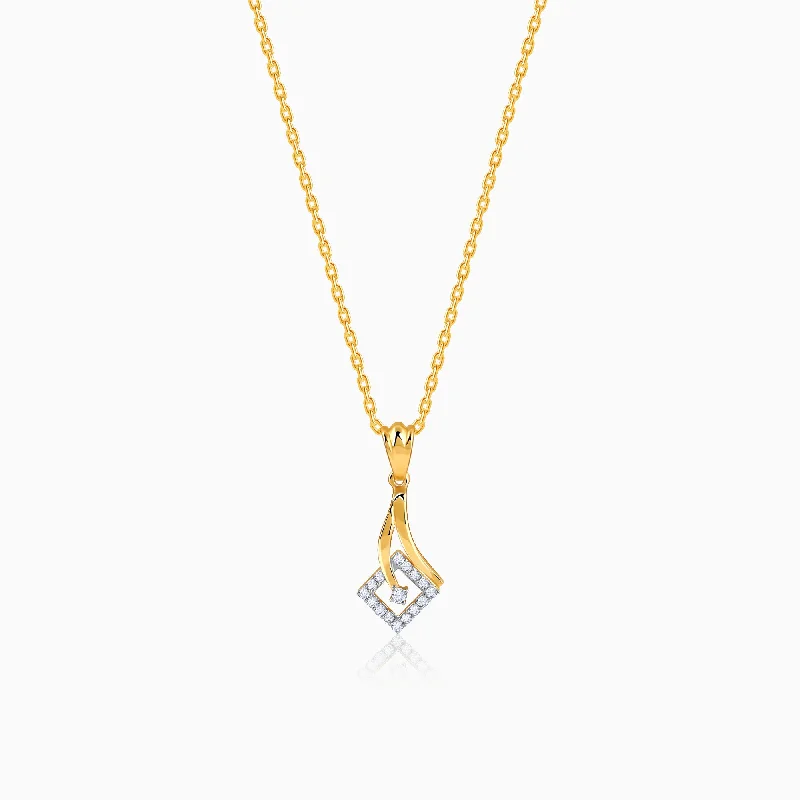 necklaces for beach wear -Gold Radiant Muse Diamond Pendant