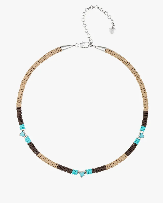 necklaces with crystal beads -WEIF NECKLACE BLUE/BROWN