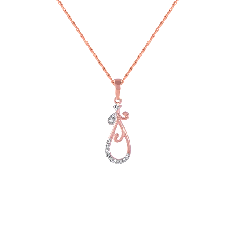 necklaces choker sleek style -14KT (585) Rose Gold And Diamond Pendant For Women