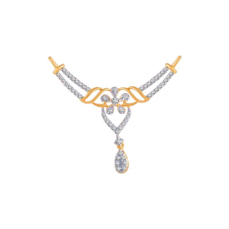 necklaces rose gold fashion -14KT (585) Yellow Gold And Diamond Pendant For Women