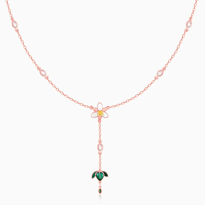 necklaces delicate thin chain -Rose Gold Trillium Treasures Lariat Necklace