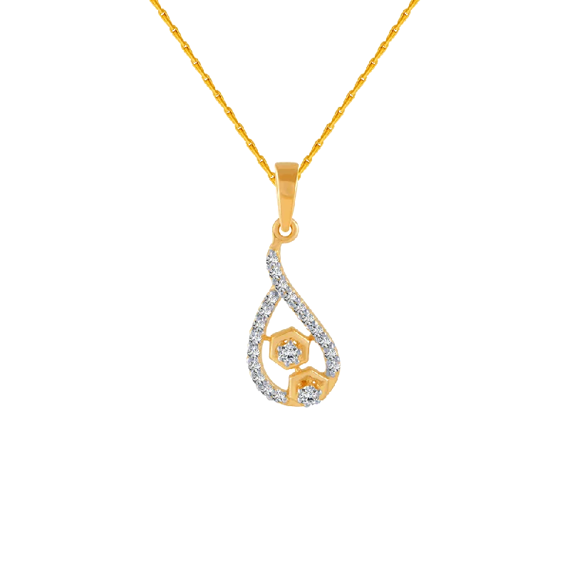 necklaces for young women -14KT (585) Yellow Gold And Diamond Pendant For Women