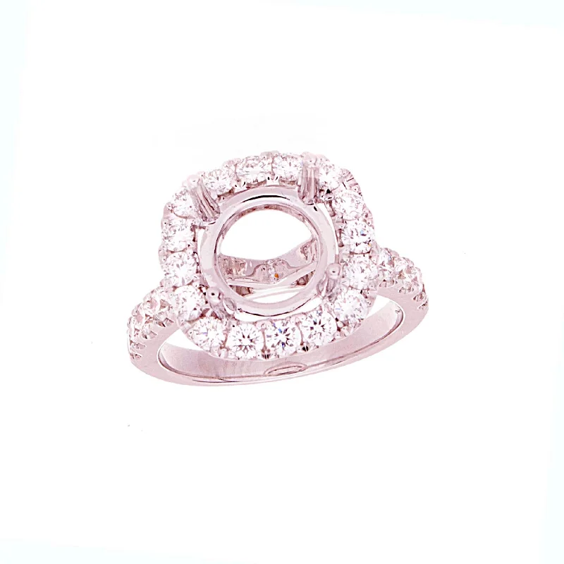 ladies engagement rings pear shaped ring -Diamond Halo Semi-Mount