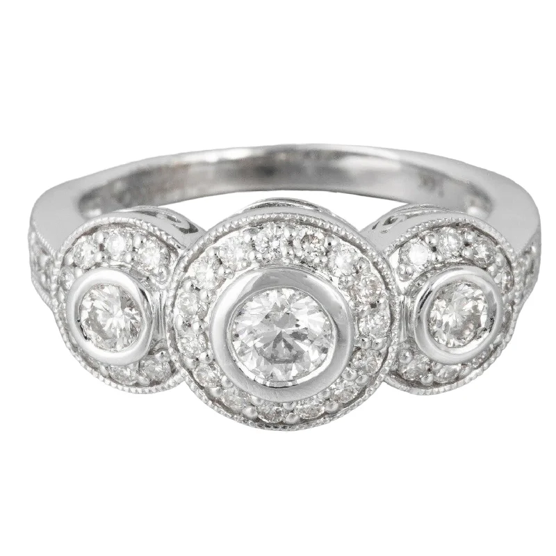 ladies engagement rings with twisted band -14k White Gold Diamond Halo Band Ring 0.75ctw Size 4.25 by Gabriel & Co.