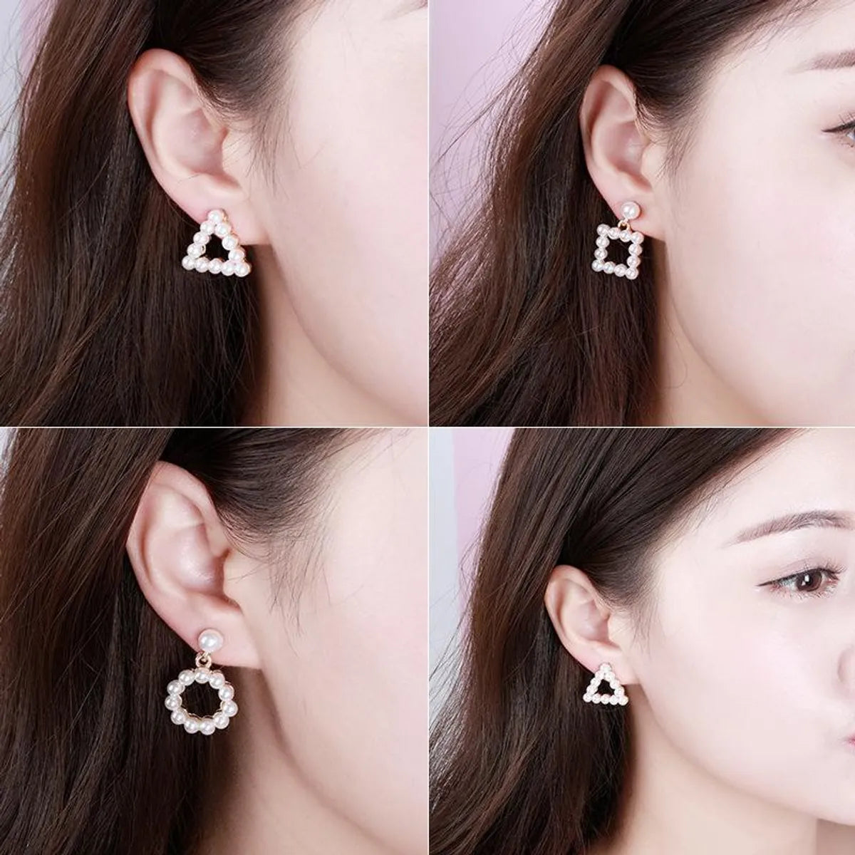 ladies earrings for gifting ideas -Simple Style Geometric Plating Alloy Artificial Gemstones Earrings