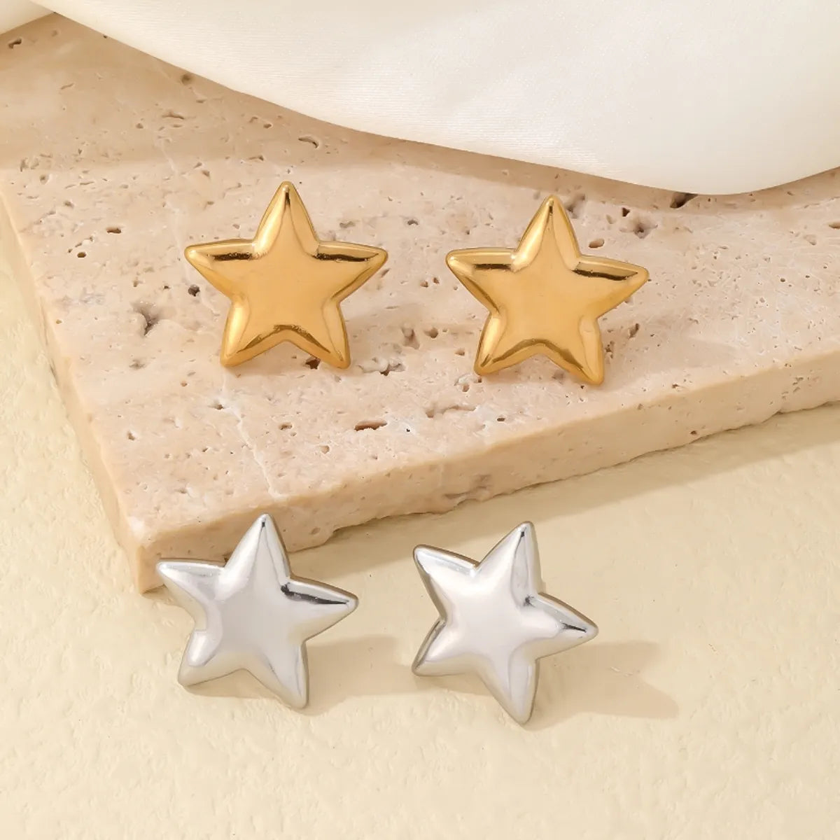 ladies earrings geometric pattern -1 Pair Simple Style Star Polishing Plating 304 Stainless Steel Titanium Steel Gold Plated Silver Plated Ear Studs