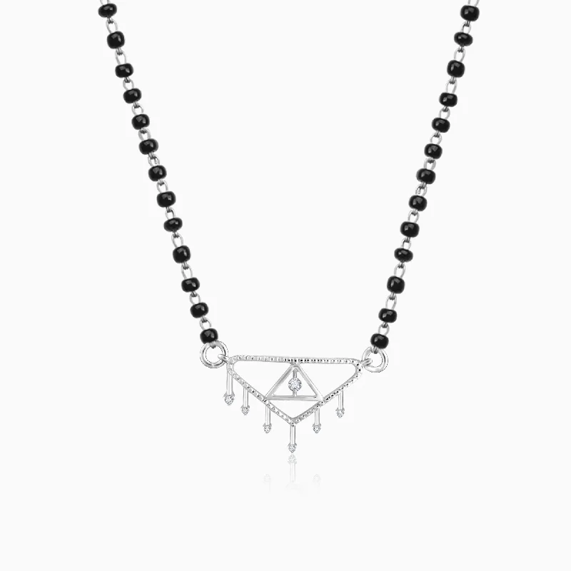 necklaces with diamond accent -Silver Diamond Wedlock Mangalsutra