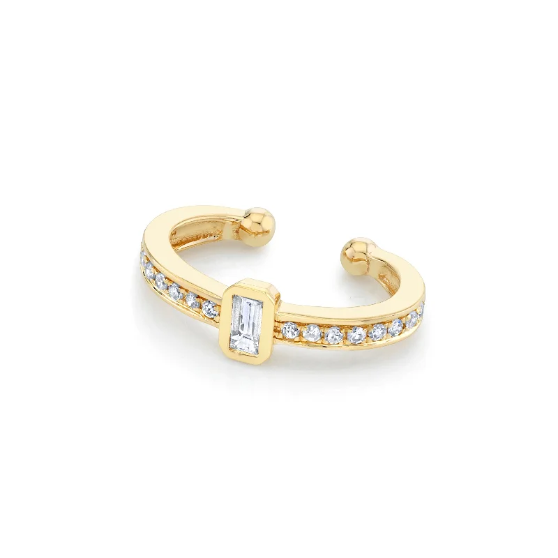 ladies engagement rings with opal glow -MIXED DIAMOND BAGUETTE EAR CUFF