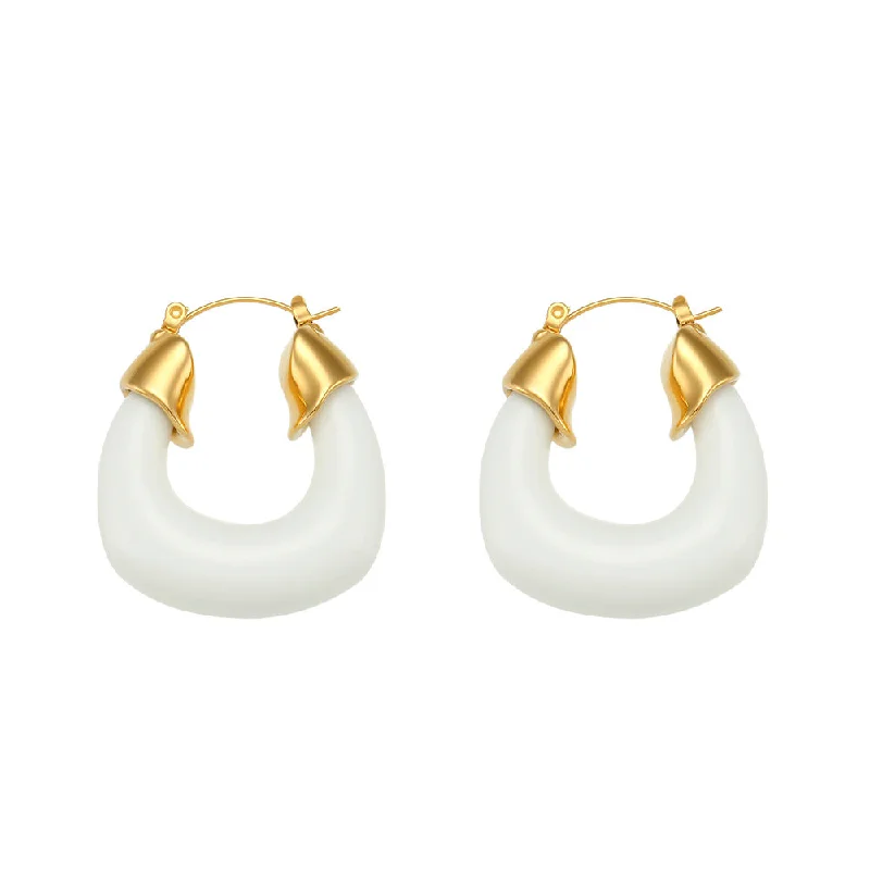 Exaggerated Acrylic U-Shaped Earrings-White