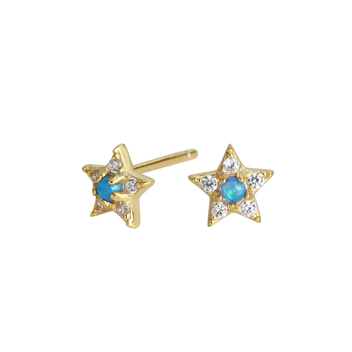 ladies earrings delicate dangle charm -1 Pair Simple Style Star Inlay Sterling Silver Zircon Ear Studs