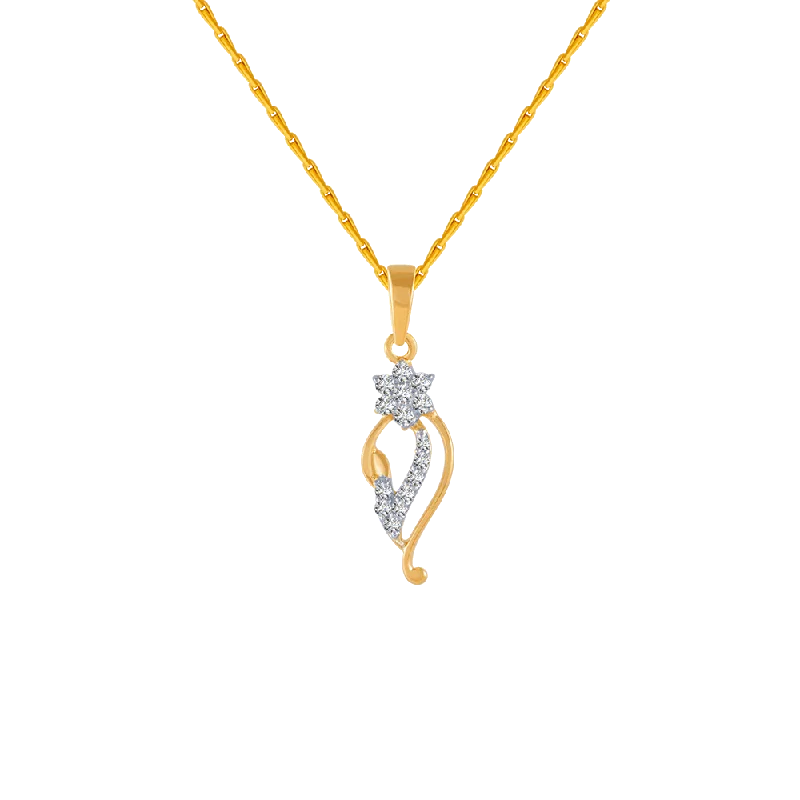 necklaces with moon charm -14KT (585) Yellow Gold And Diamond Pendant For Women