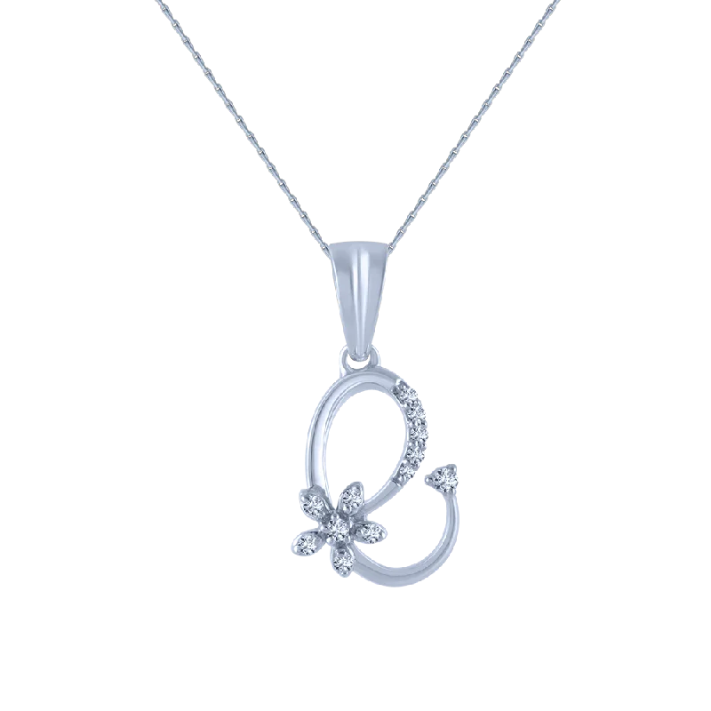 necklaces with sun pendant -14k (585) White Gold And Diamond Pendant For Women