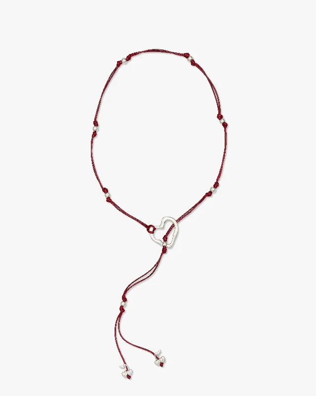 necklaces with white pearls -THE Y NECKLACE RED