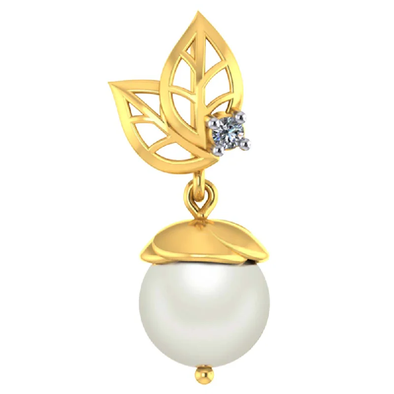 necklaces with rose quartz -14k Alluring Pearl Drop Diamond Pendant For Women From Pc Chandra