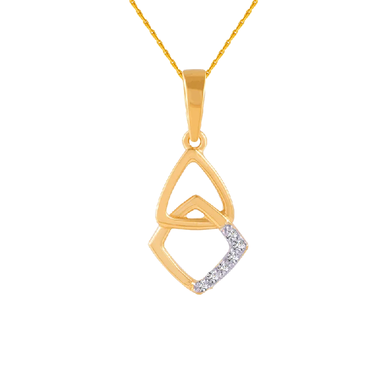 necklaces with rose quartz -14KT (585) Yellow Gold And Diamond Pendant For Women