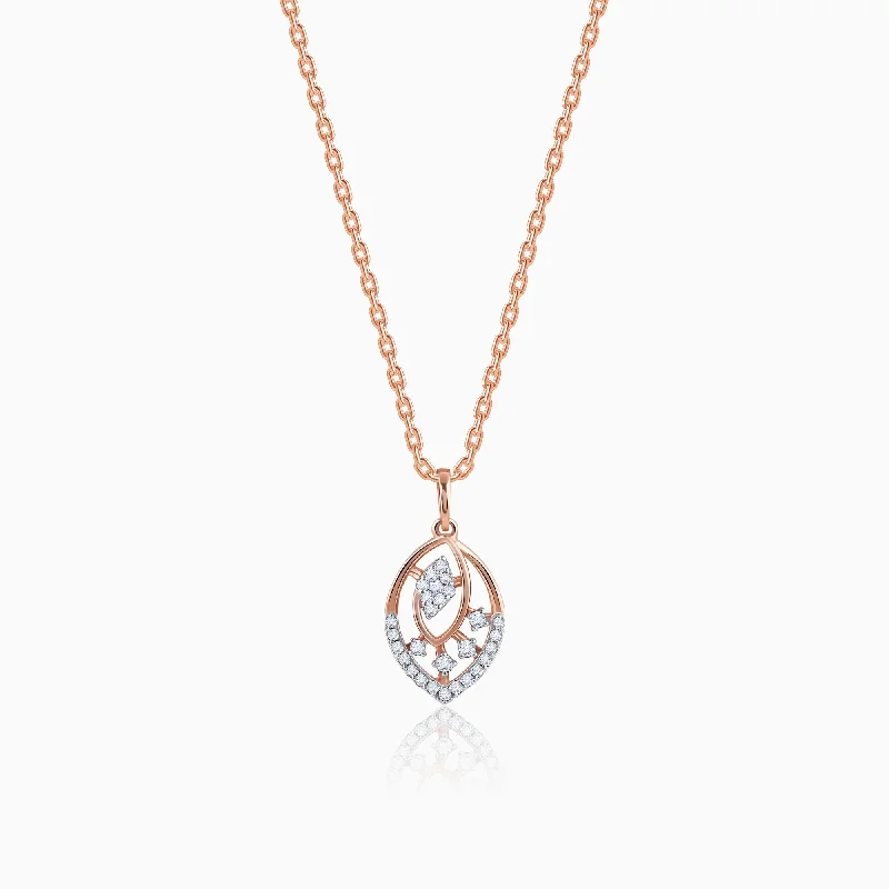 necklaces for special occasions -Rose Gold Feuille Diamond Pendant