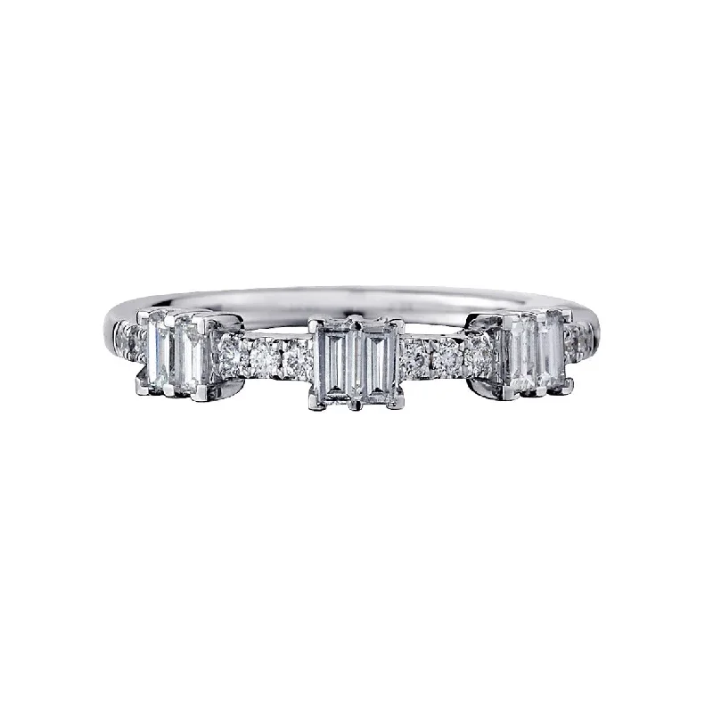 ladies engagement rings for petite hands -BAGUETTE & ROUND CUT DIAMOND