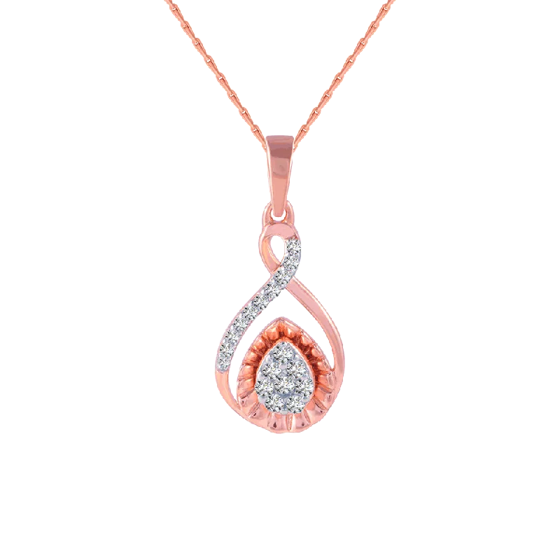 necklaces with moon charm -14KT (585) Rose Gold And Diamond Pendant For Women