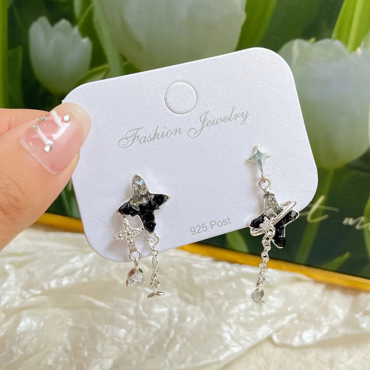 Gtd4 Star River Tassel Crystal Earrings