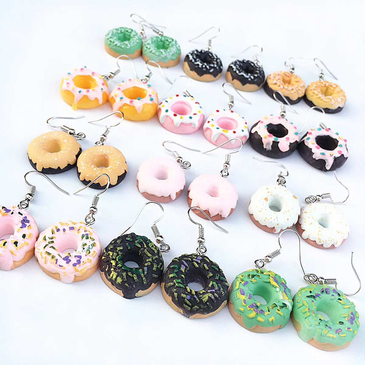 ladies earrings with crystal sparkle -1 Pair Cute Geometric Donuts Resin Women's Earrings