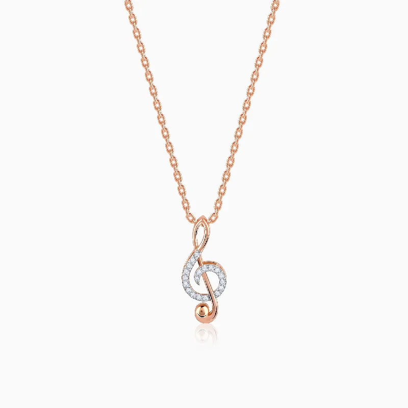 necklaces rose gold fashion -Rose Gold Musical Note Diamond Pendant