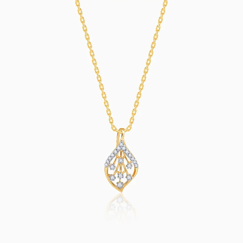 necklaces adjustable length fit -Gold Verdure Diamond Pendant