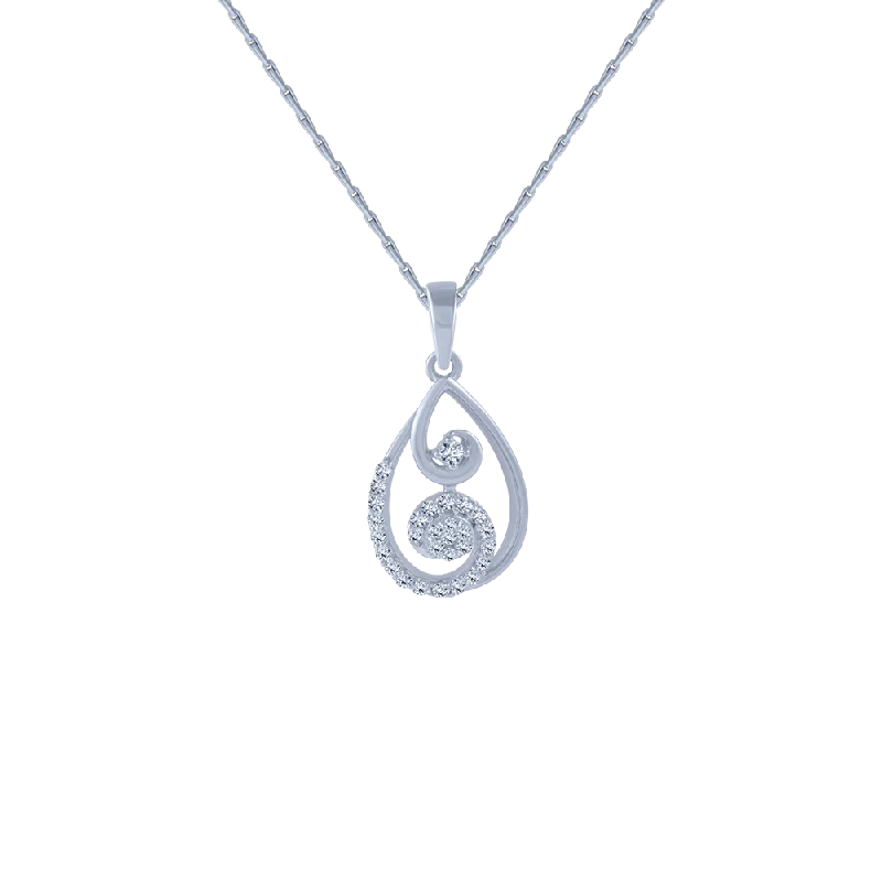 necklaces for couples love -14KT (585) White Gold And Diamond Pendant For Women