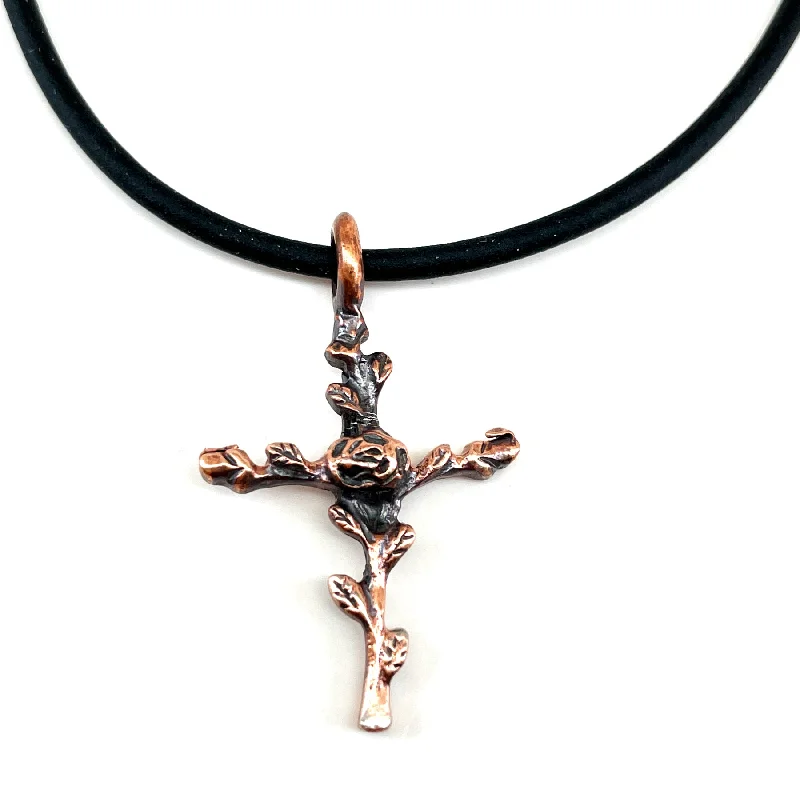 necklaces with onyx black -Cross Rose Of Sharon Cross Antique Copper Finish Necklace