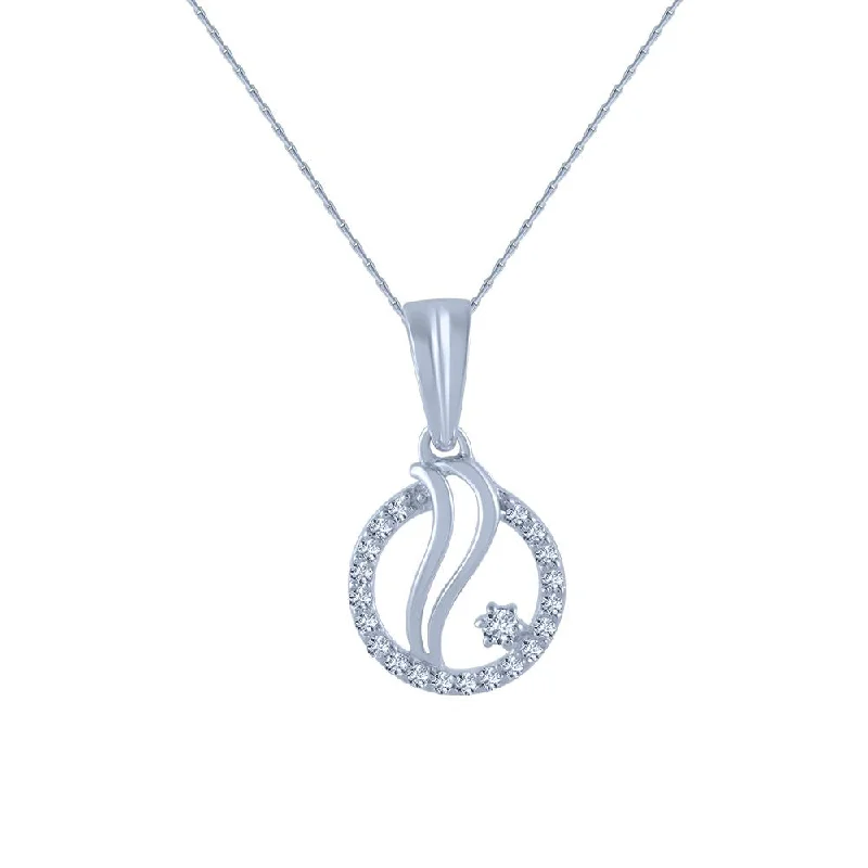 necklaces layered trendy look -14k (585) White Gold And Diamond Pendant For Women